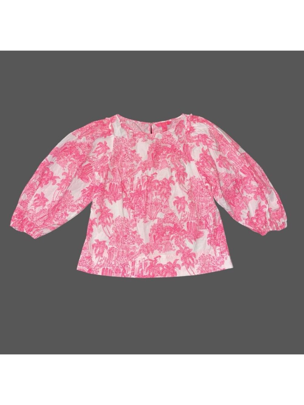 Lilly Pulitzer Barbara Top Palm Beach  Anniversary Toile Pink White 8 Special Ed